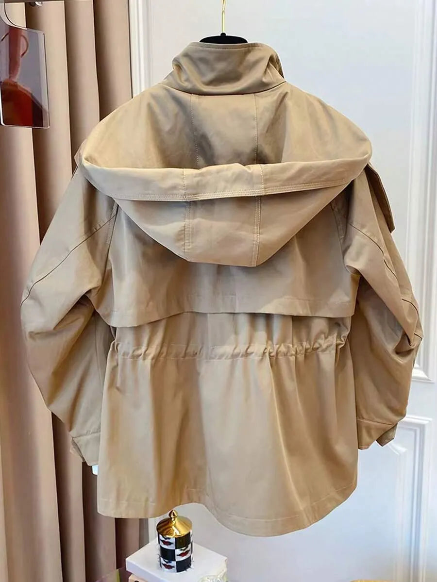 SHEIN معطف ترنش سادة بجيوب وأزرار أمامية
