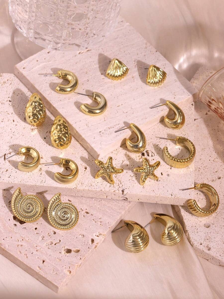 SHEIN طقم أقراط ذهبي صيفي نجمة بحر