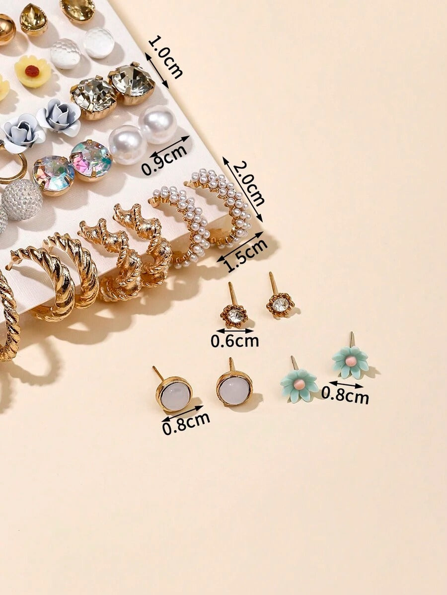 SHEIN طقم 30 زوج أقراط بأشكال متنوعة