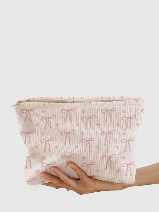 SHEIN ROMWE حقيبة مكياج  بطبعة عقدة وردية