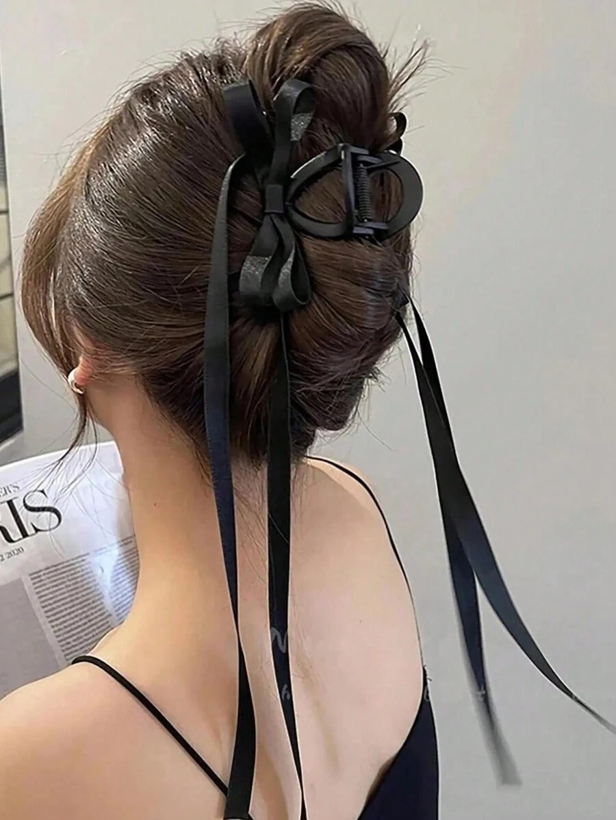 SHEIN مشبك شعر بطبقتين مع فيونكة وشرائط