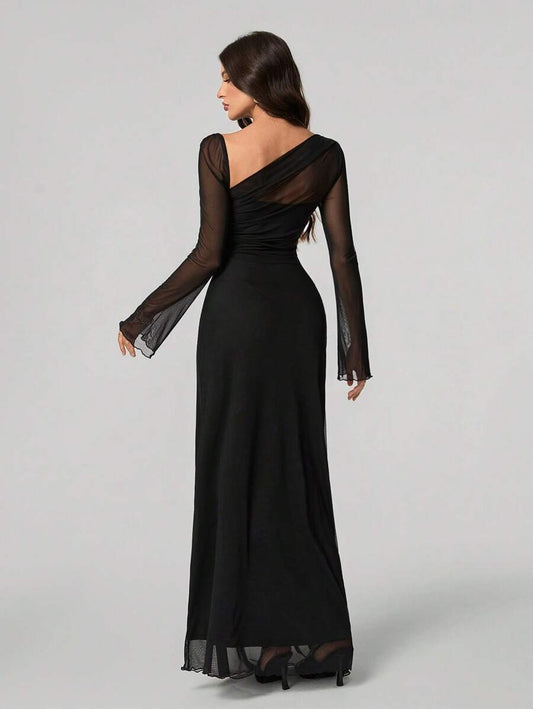 SHEIN Tall فستان ماكسي طويل ضيق بلون أسود