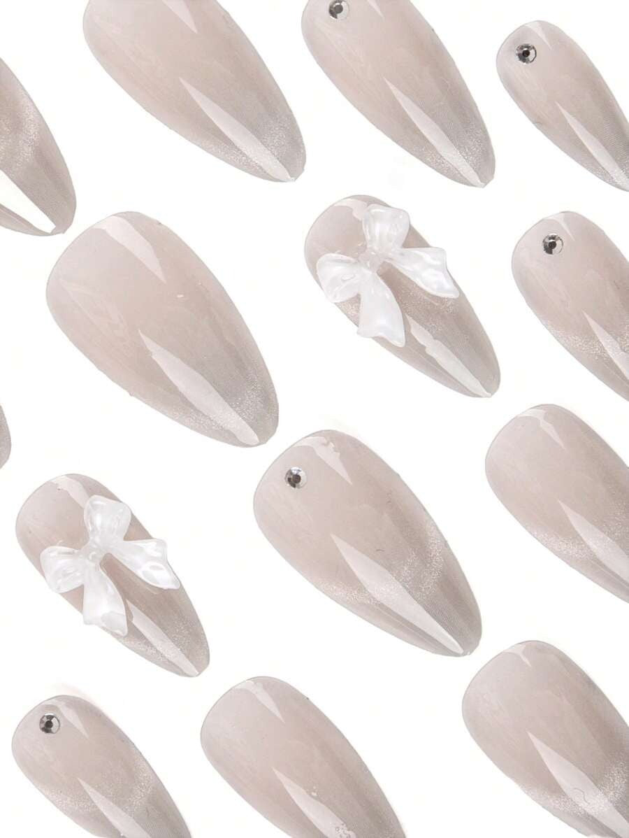 SHEIN مجموعة أظافر 24 قطعة قصيرة باللون الرمادي