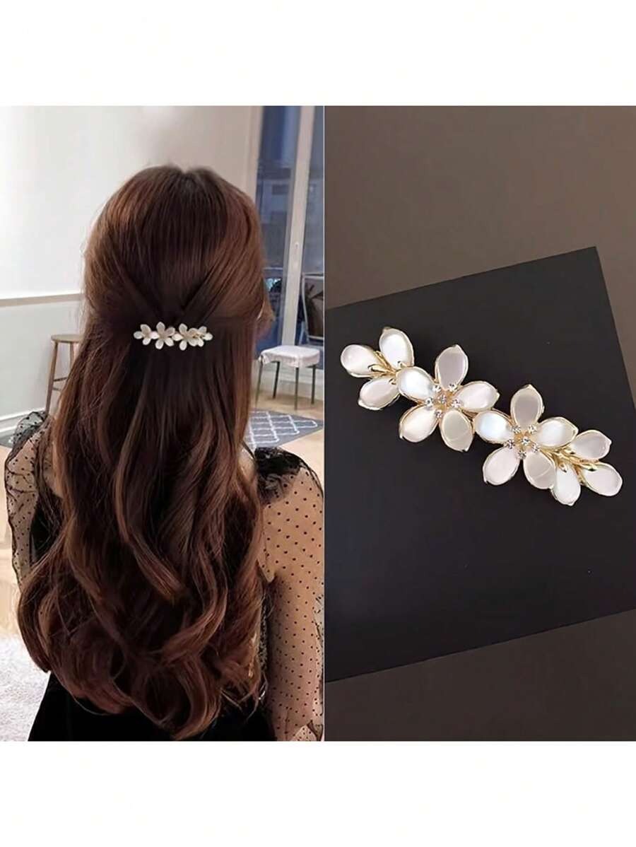SHEIN مشبك شعر كبير بشكل عقدة فراشة مع راين كريستال