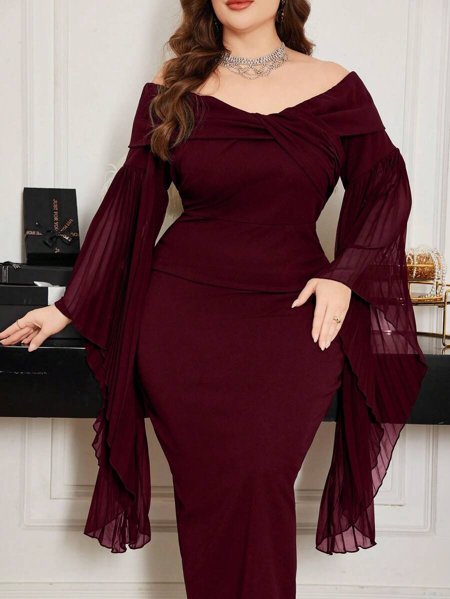 SHEIN فستان بوديكون بفتحة خلفية وكتف مكشوف