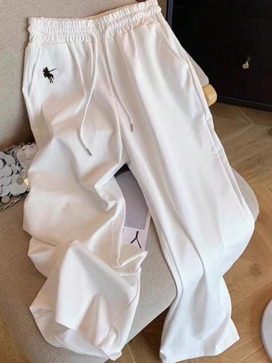 SHEIN بنطلون كاجوال واسع ومستقيم الساق بلون أبيض