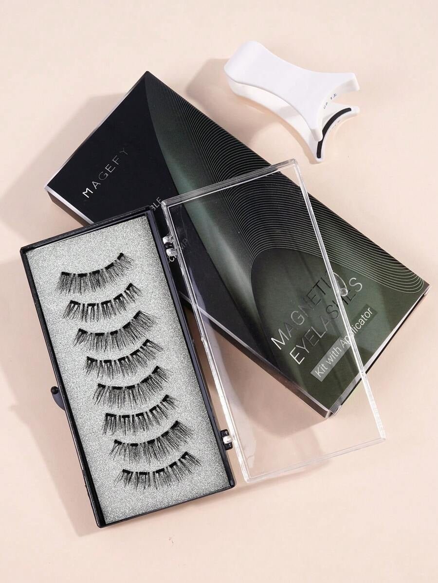 SHEIN MAGEFY 3D طقم رموش مغناطيسية بشريط مع أداة تطبيق