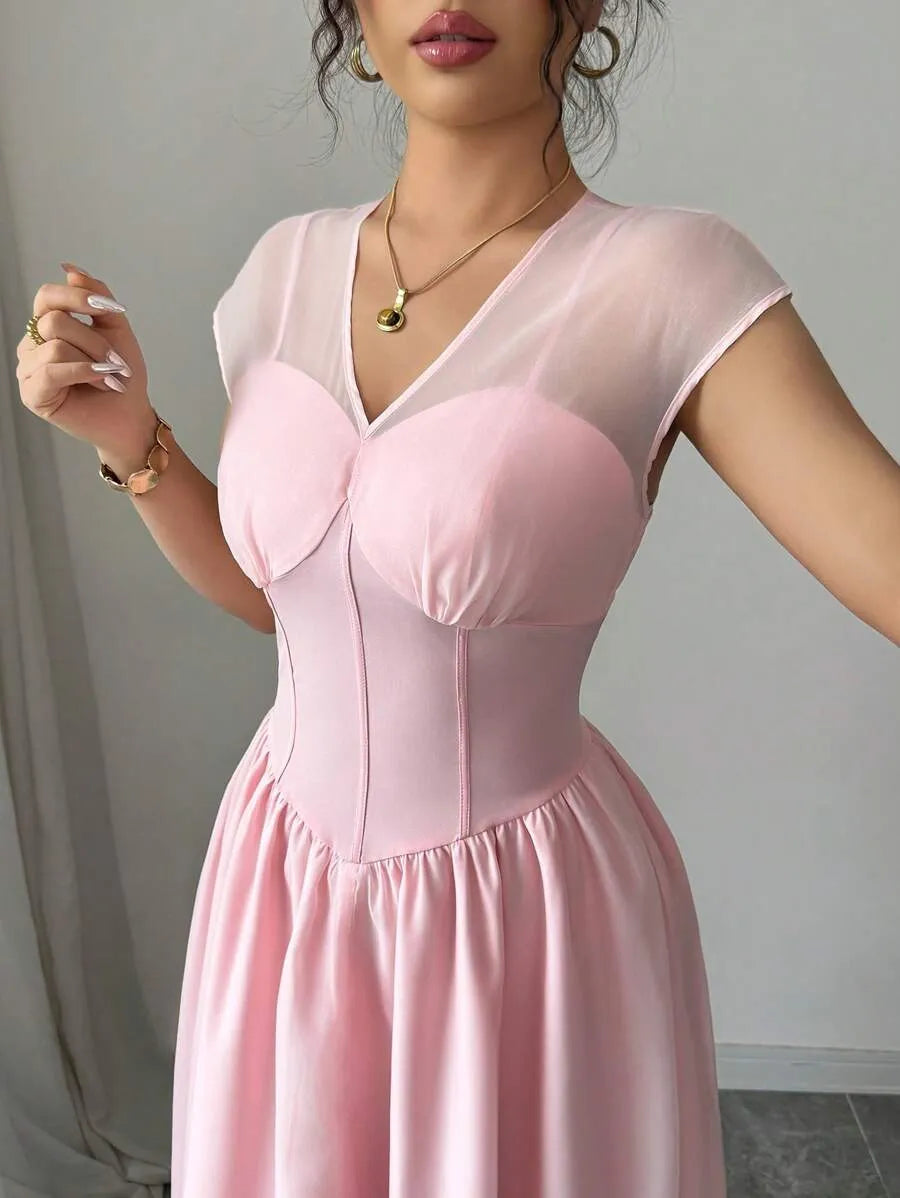 SHEIN Elenzga A فستان برتقالي فاتح أنيق بقصة