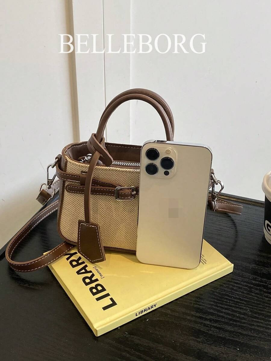SHEIN حقيبة يد صغيرة بتصميم عتيق بني داكن