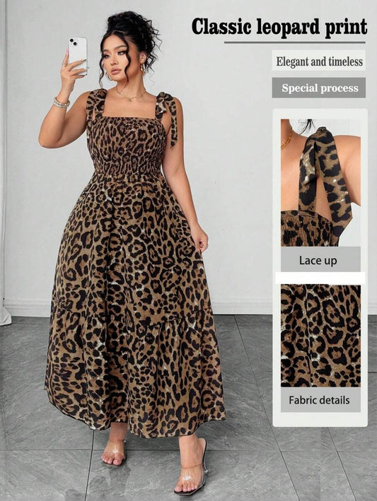 SHEIN فستان بطبعة جلد فهد وربطة خصر