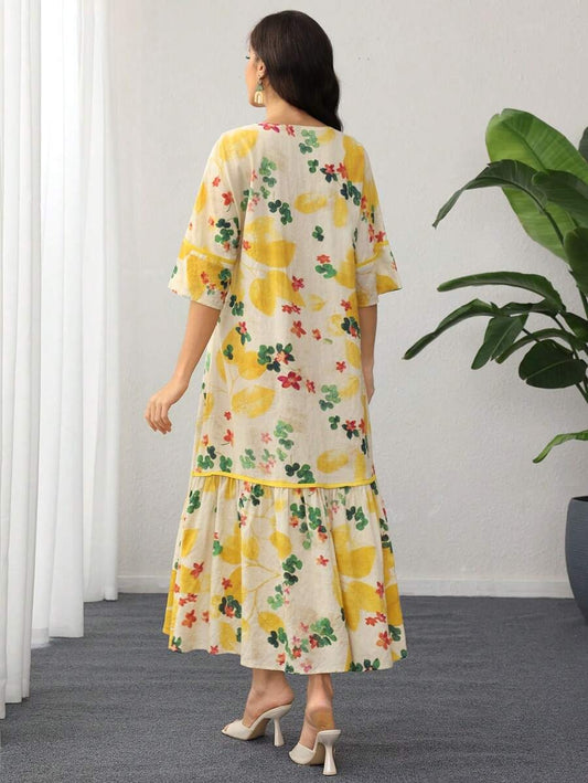 SHEIN فستان طويل وفضفاض بطراز بوهو ناعم