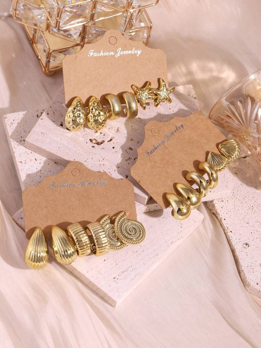 SHEIN طقم أقراط ذهبي صيفي نجمة بحر