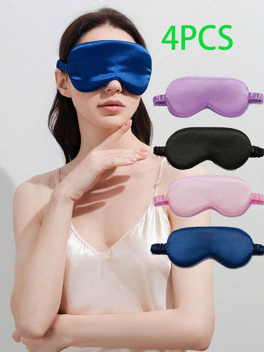 SHEIN قناع نوم 4 قطع حريري خفيف وناعم