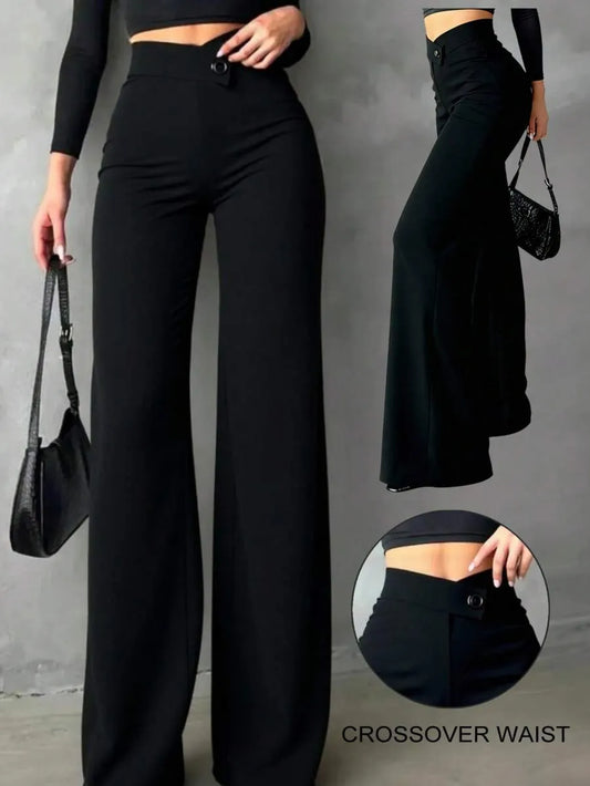 SHEIN بنطلون نسائي أنيق بخصر عالٍ وساق مستقيمة