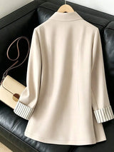 SHEIN بليزر نسائي بياقة كلاسيكية وزر واحد وأكمام طويلة بلون مشمشي
