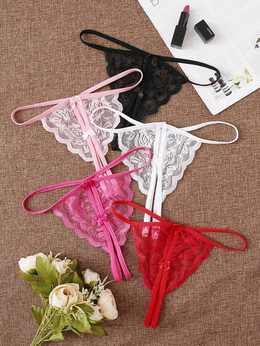SHEIN طقم بانتي دانتيل 5 قطع بألوان مختلفة
