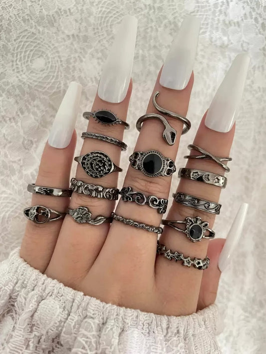 SHEIN طقم 16 خاتم زهور ونجوم