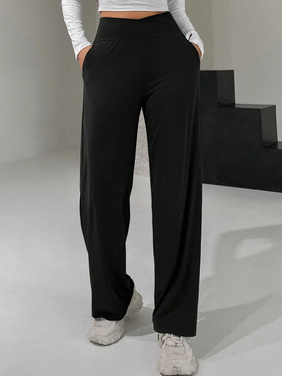 SHEIN qualityDAZY بنطلون بخصر عالي متقاطع