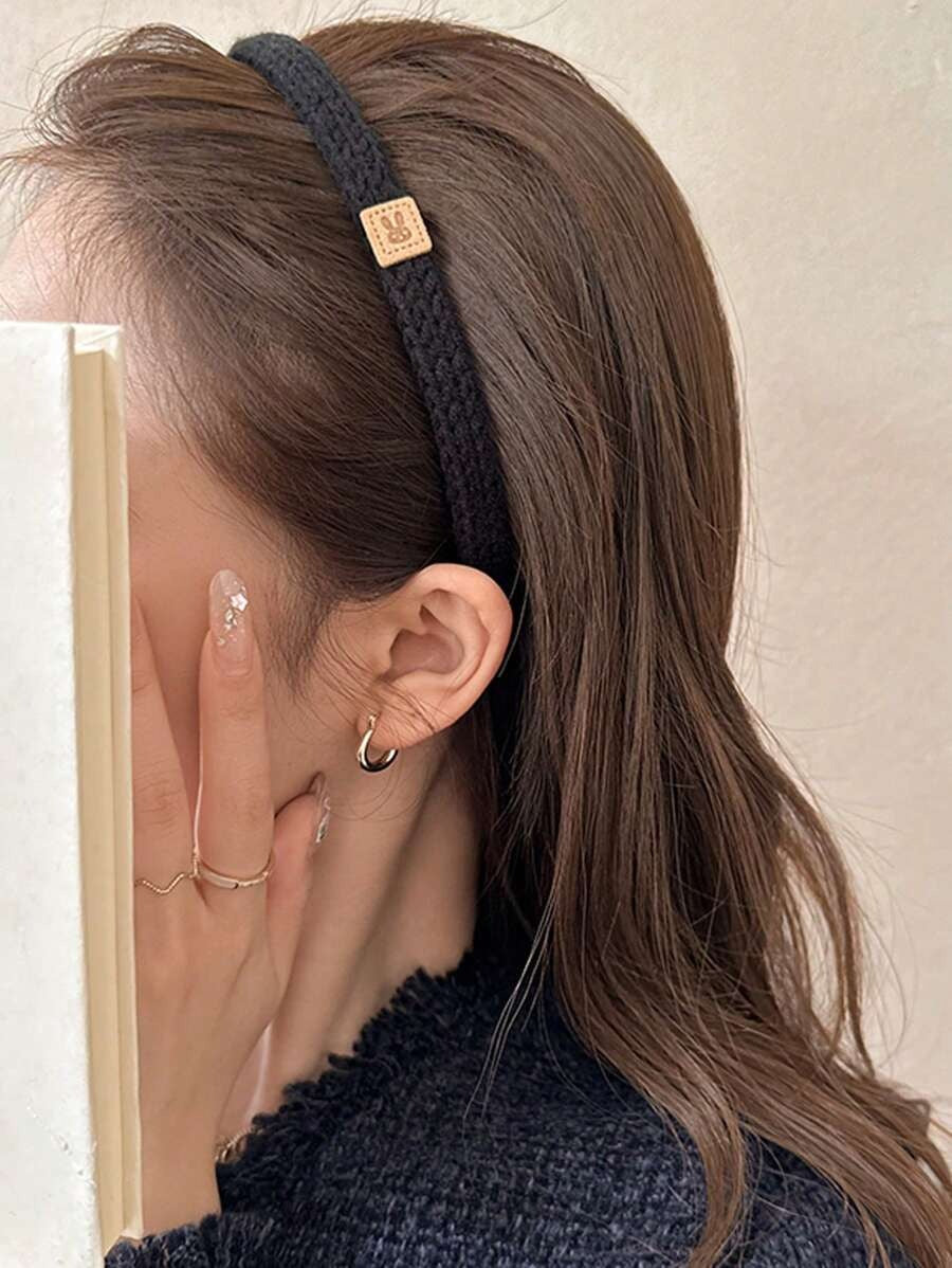 SHEIN 4 قطع أطواق للشعر محبوكة بلون سادة