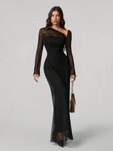 SHEIN Tall فستان ماكسي طويل ضيق بلون أسود