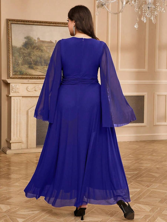 SHEIN Modelyn فستان أزرق غامق طويل