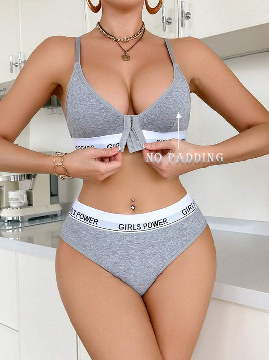 SHEIN طقم لانجري بلون رمادي