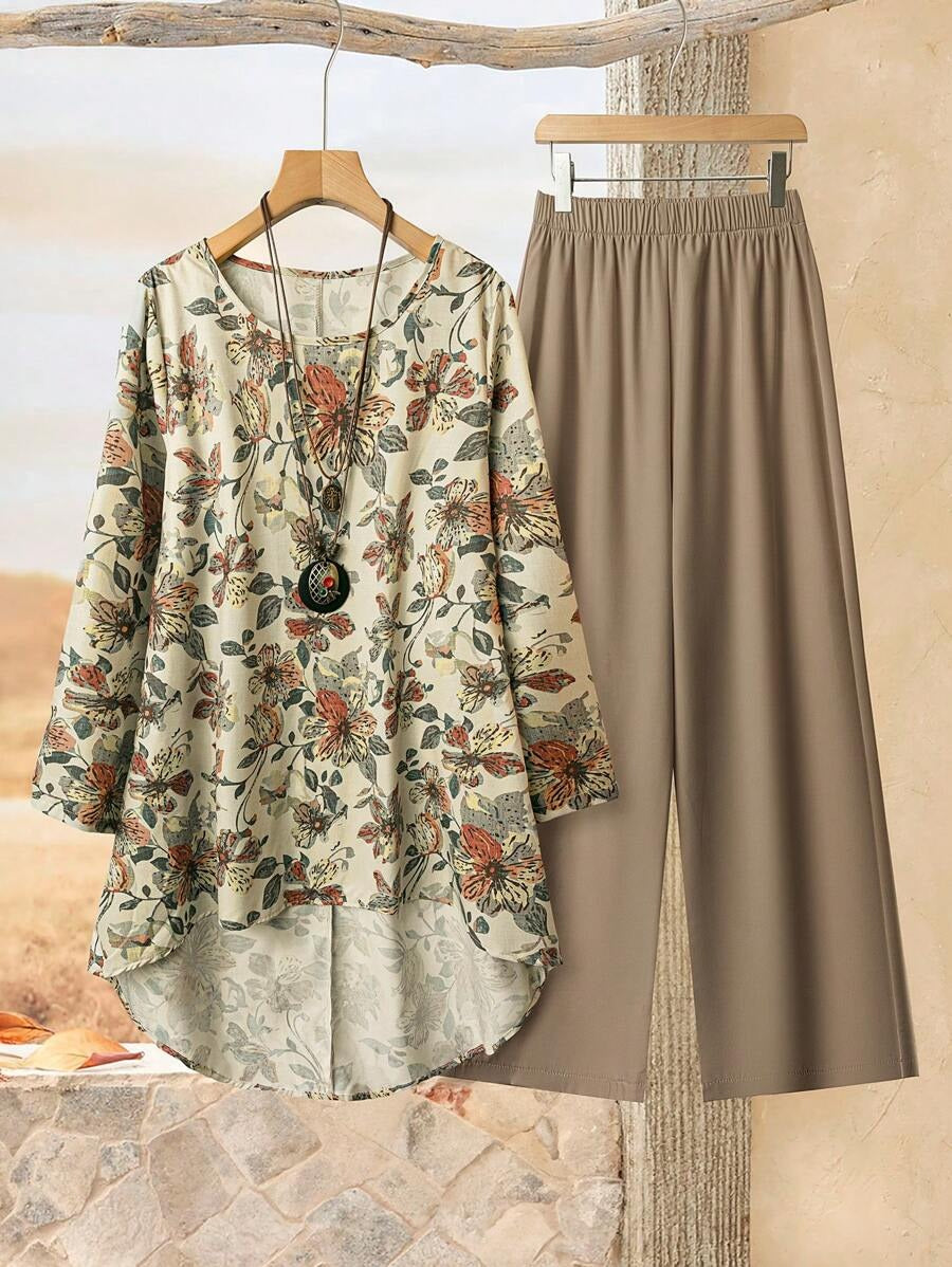 SHEIN Rusticease مجموعة بنطال وبلوزة