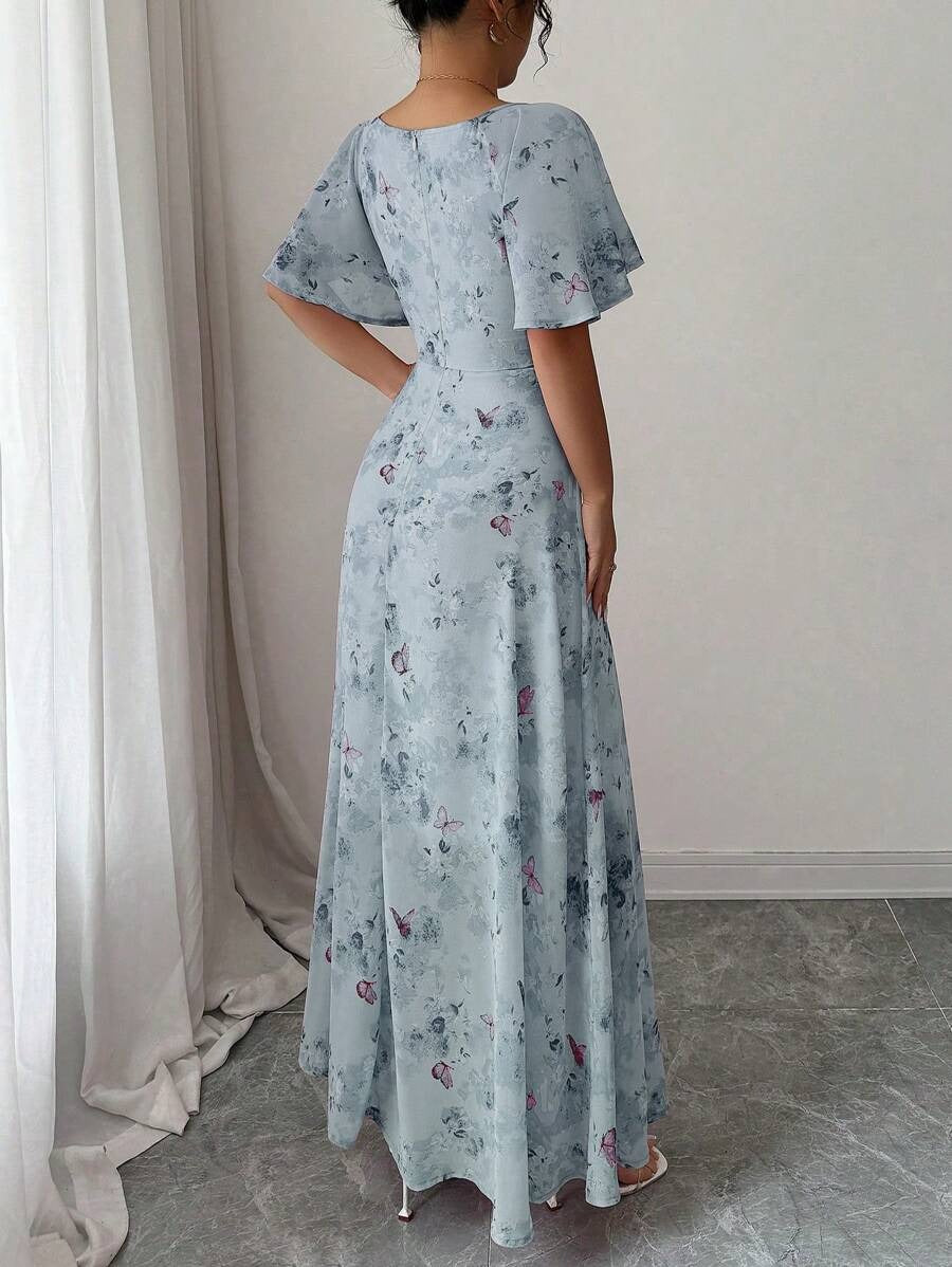 SHEIN Modelyn فستان شيفون صيفي بطبعة فراشات