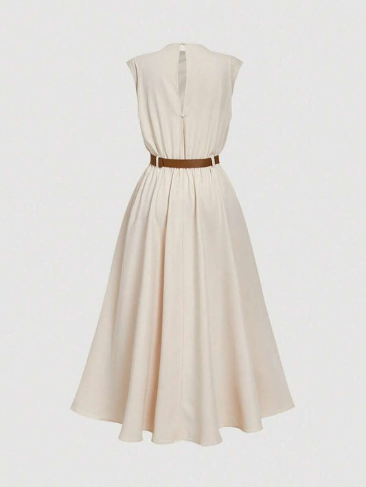 SHEIN MOD فستان مشمشي طويل بدون أكمام مع حزام
