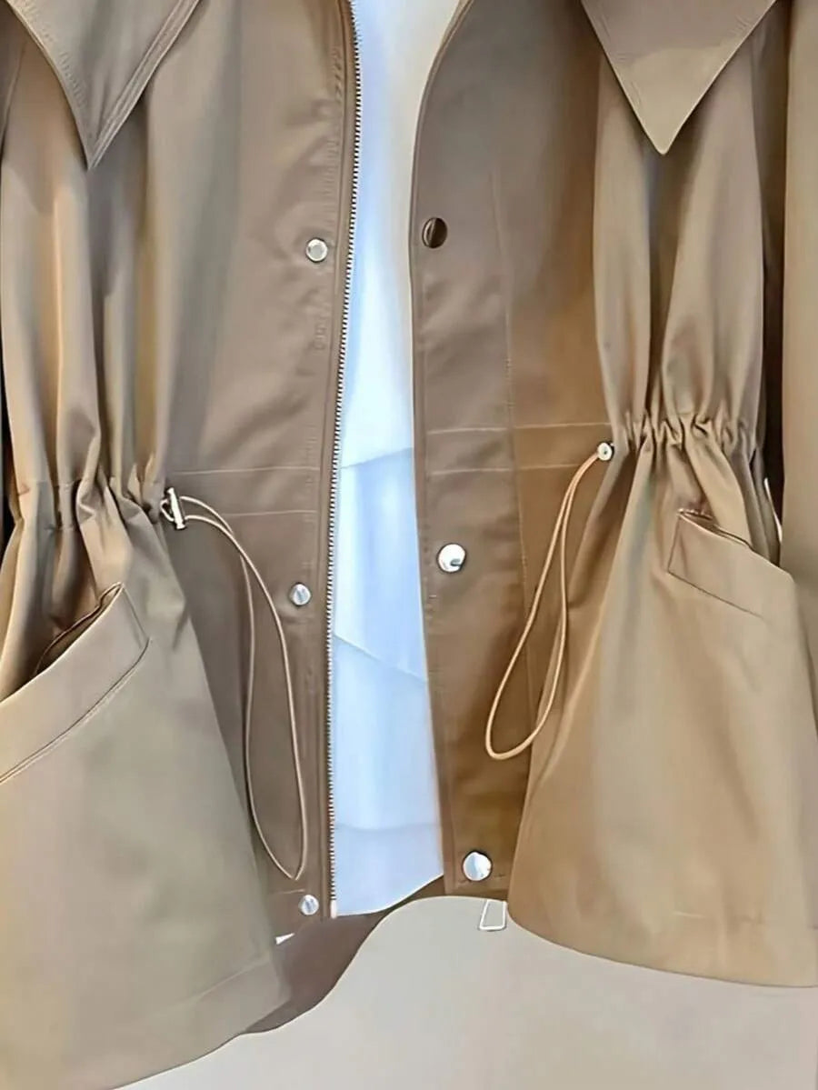 SHEIN معطف ترنش سادة بجيوب وأزرار أمامية