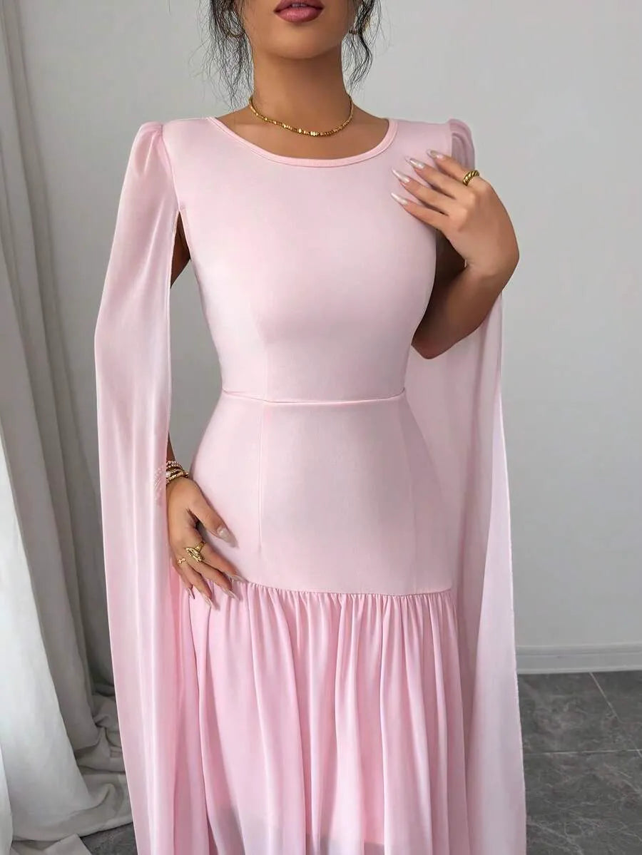 SHEIN Elenzya فستان كوكتيل شيفون مجعد بدون أكمام بربطة خصر