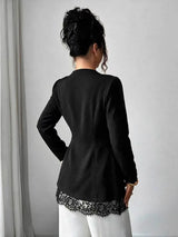SHEIN Elenzya معطف مطوي بتفاصيل دانتيل على شكل رموش