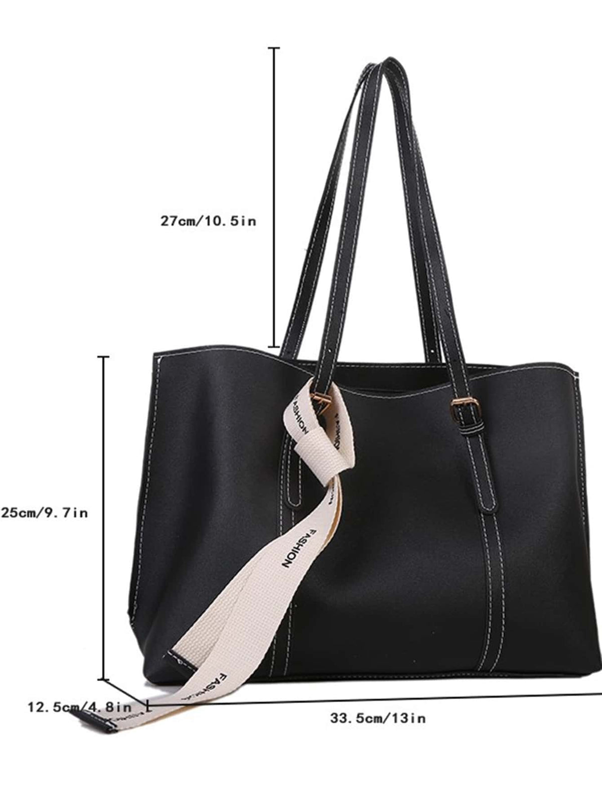 SHEIN حقيبة كتف سوداء أنيقة بسعة كبيرة