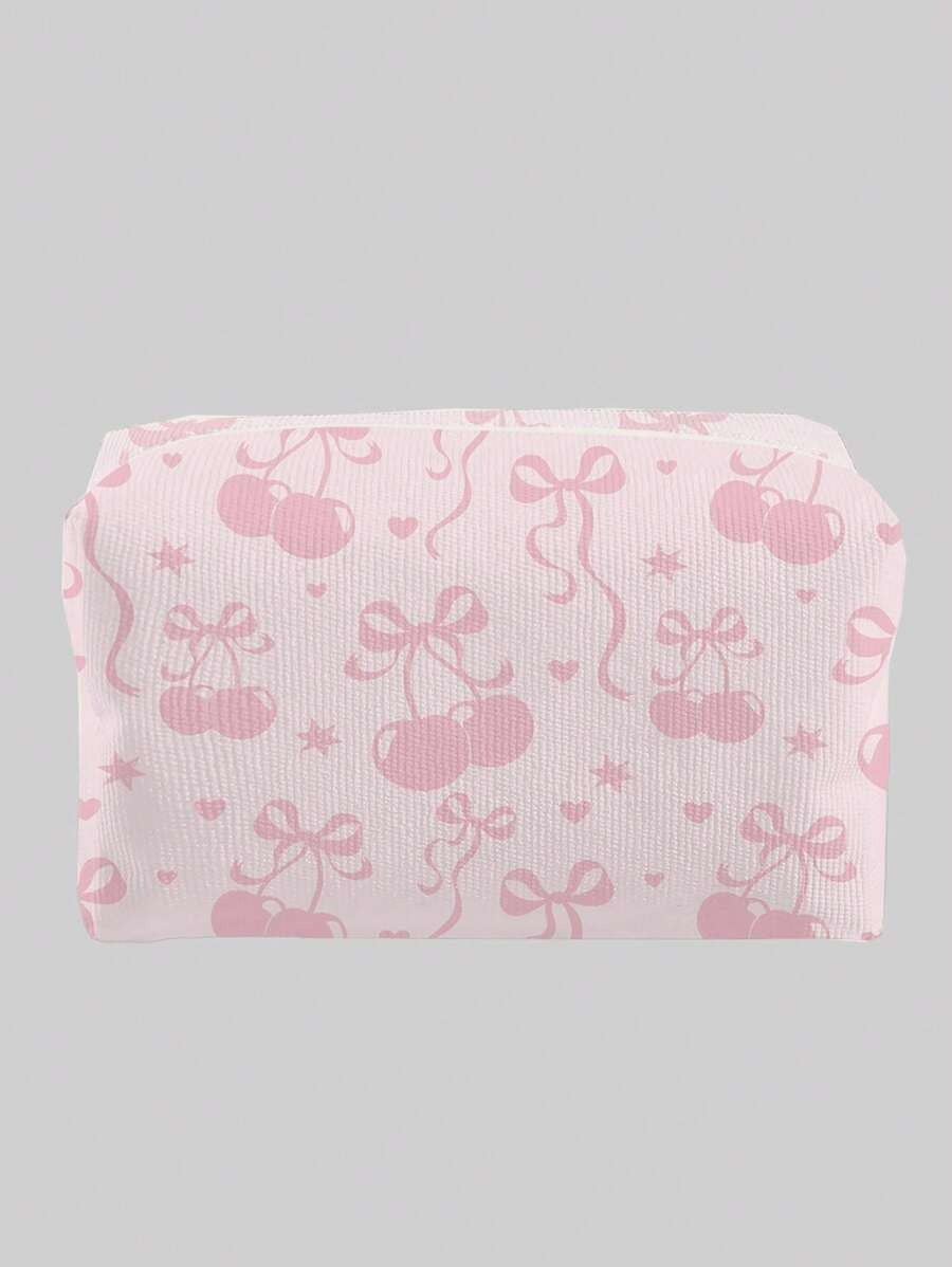 SHEIN ROMWE حقيبة مكياج للتخزين بلون وردي