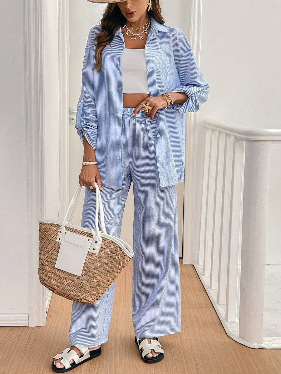 SHEIN Frenchy طقم من قطعتين بلوزة و بنطلون