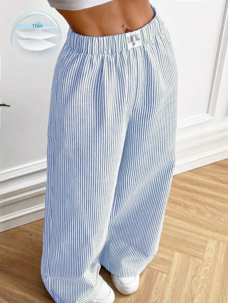 SHEIN EZwear  بنطلون ترندي بخطوط زرقاء