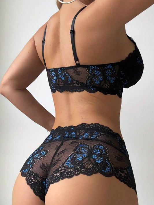 SHEIN طقم لانجري قطعتين بلون أسود