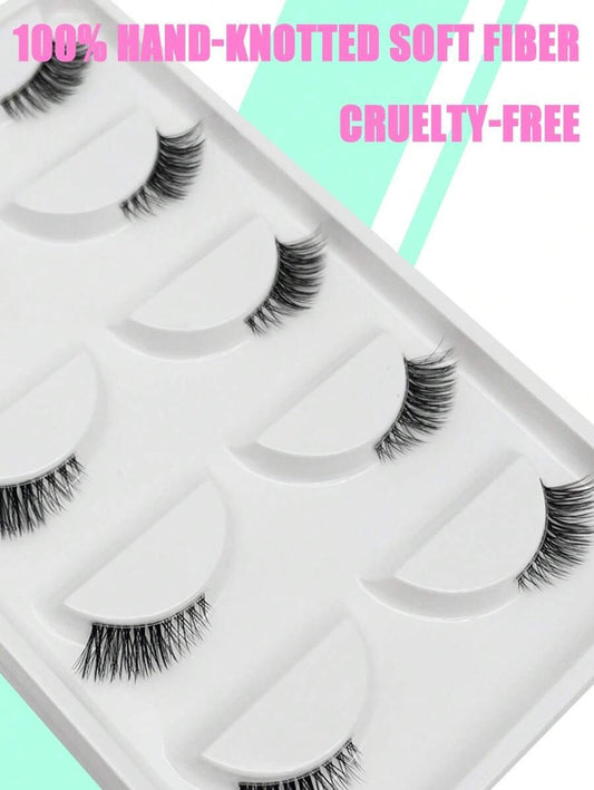 SHEIN رموش نصفية طبيعية 5 أزواج