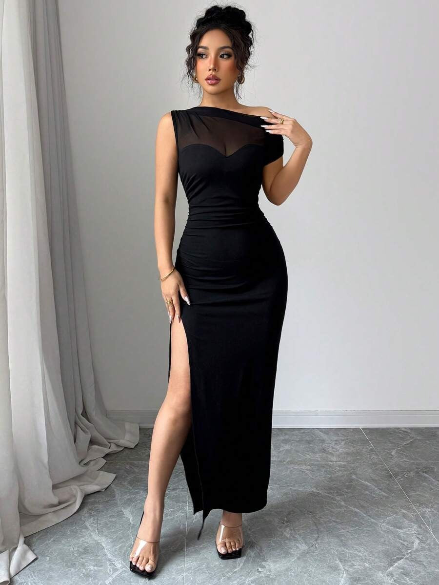 SHEIN INAWLY فستان أسود بدون أكمام