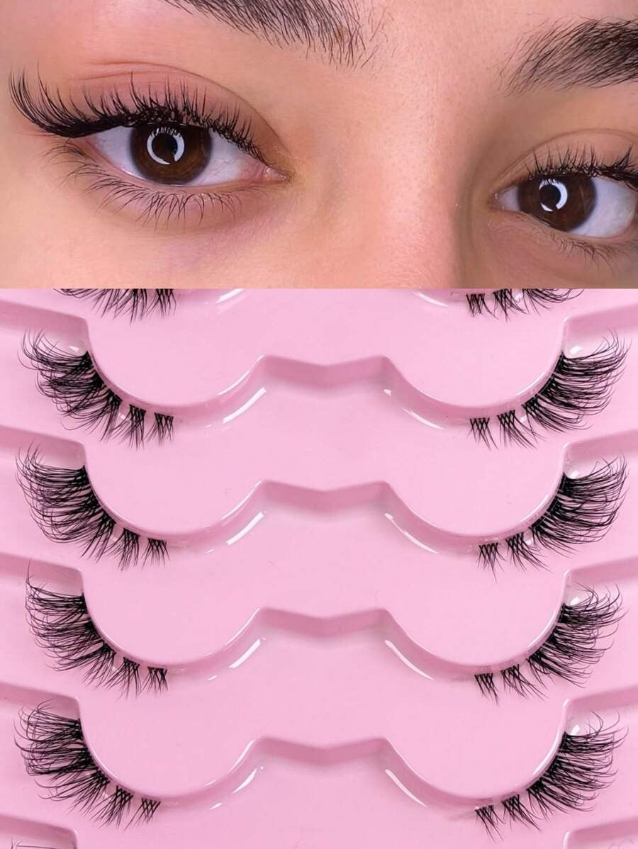 SHEIN رموش 7 أزواج نصفية طبيعية ذيل عين القطة