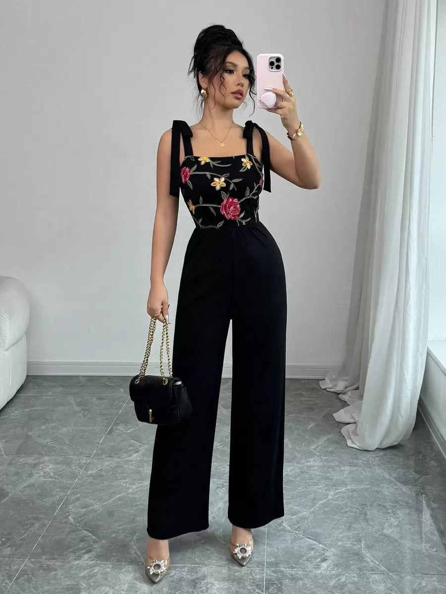 SHEIN Calvaya جمبسوت نسائي أنيق بلون أسود من