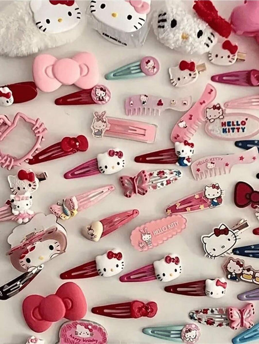 SHEIN Sanrio دبابيس شعر هالو كيتي كرتونية للنساء والفتيات