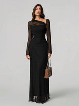 SHEIN Tall فستان ماكسي طويل ضيق بلون أسود