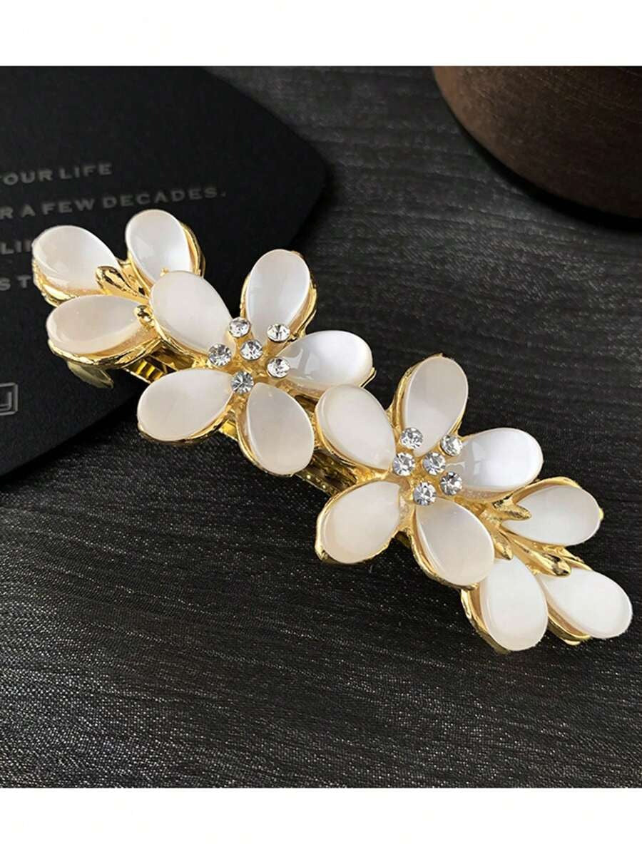 SHEIN مشبك شعر كبير بشكل عقدة فراشة مع راين كريستال
