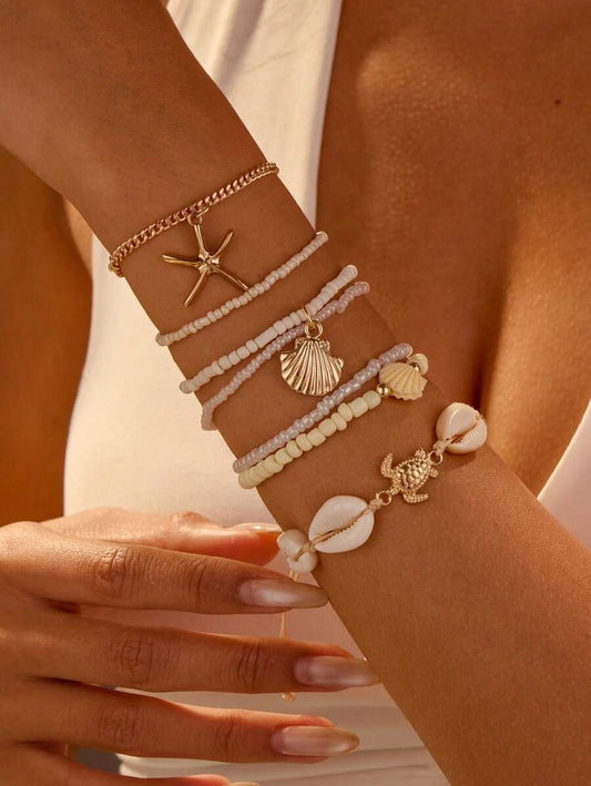 SHEIN مجموعة أساور 6 قطع بأشكال كائنات بحرية