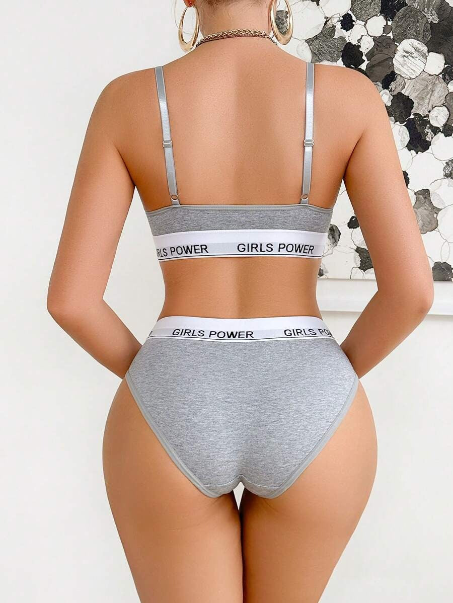 SHEIN طقم لانجري بلون رمادي