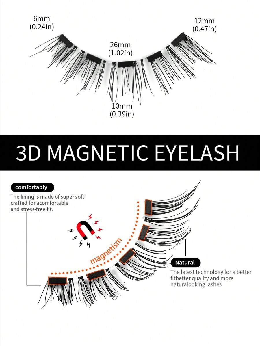 SHEIN MAGEFY 3D طقم رموش مغناطيسية بشريط مع أداة تطبيق