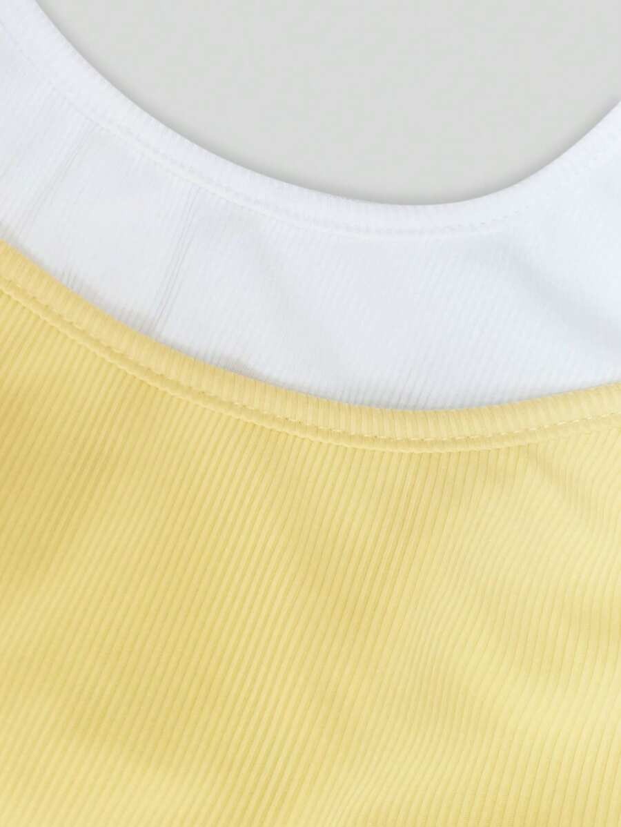 SHEIN صدرية كاجوال صيفية أنيقة وعصرية بلون أصفر