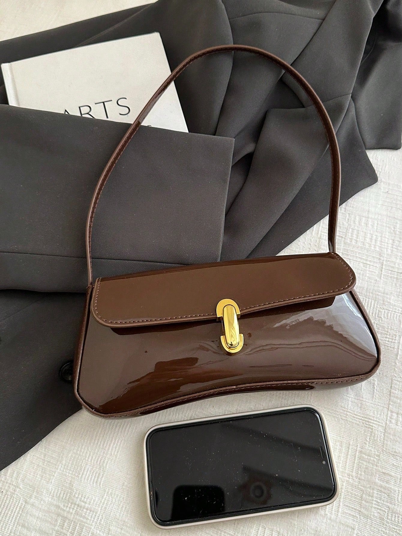 SHEIN حقيبة كتف نسائية من جلد صناعي