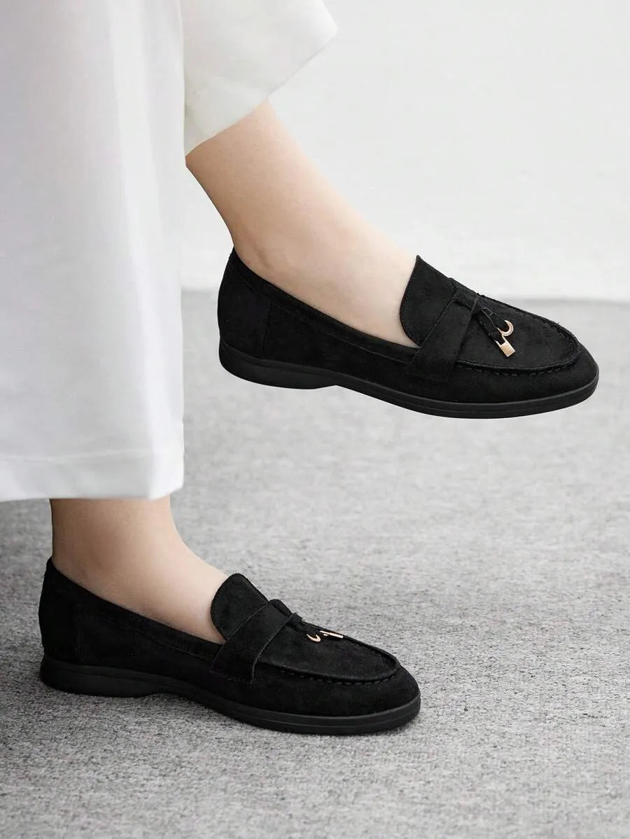 SHEIN CUCCOO BIZCHIC أحذية مسطحة نسائية مريحة سوداء